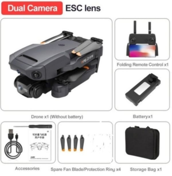 Dronă P8 4K Neagră cu LED & Infraroșu | Cameră 4K | Transmisie 5G & Evitare Obstacole