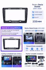 Navigatie android Dacia Duster 2015-2020 8GRM+128GB stocare carplay procesor 8core android auto slot sim 4G+camera marsalier cadou - imagine 4